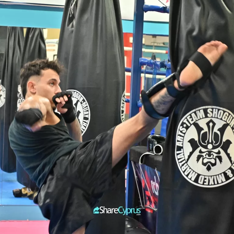 Muay Thai training session at Shogun Muay Thai Training Centre Nicosia